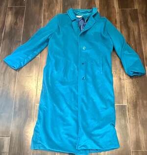 Vintage Sherwood Long Button-Front Coat in Cerulean Blue